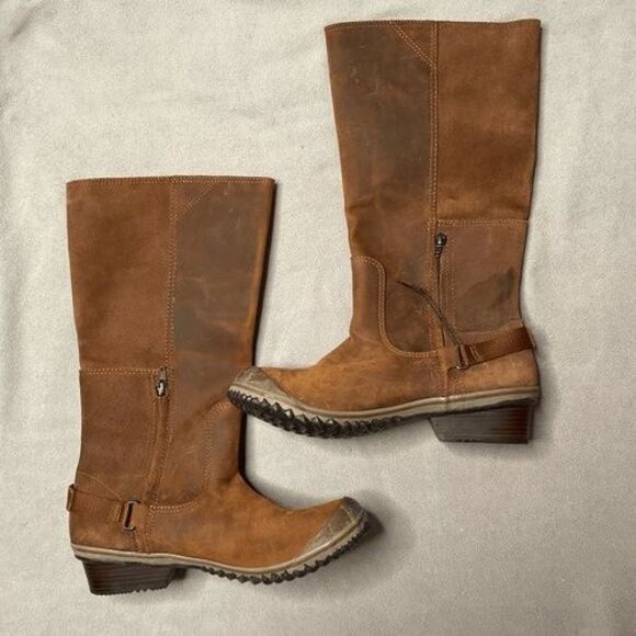 NWOB Sorel NL2108-260 Leather Knee High Pull On Winter Slim Boots Women Size 11 - Picture 7 of 11